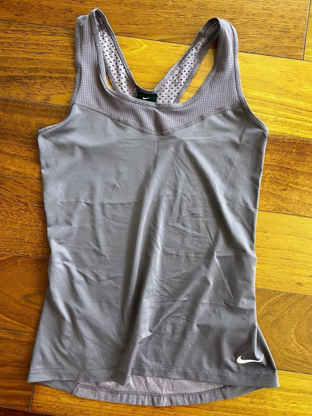 Nike Women’s Light Gray Racerback Tank with Mesh Yoke